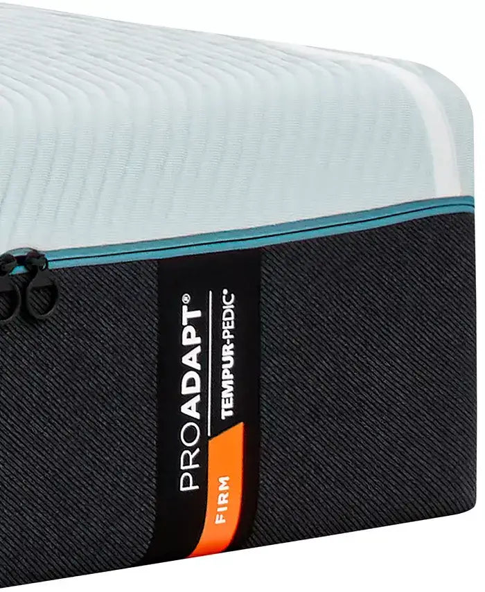 Tempur-Pedic TEMPUR-ProAdapt® Firm 12" Mattress showing side view with ProAdapt® label and zippered cover.