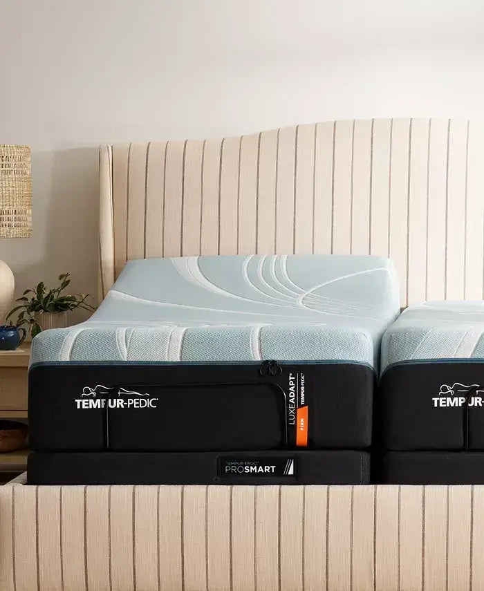Tempur-Pedic TEMPUR-LuxeAdapt® 13" Firm Mattress displayed on a stylish bed frame in a modern bedroom setting.