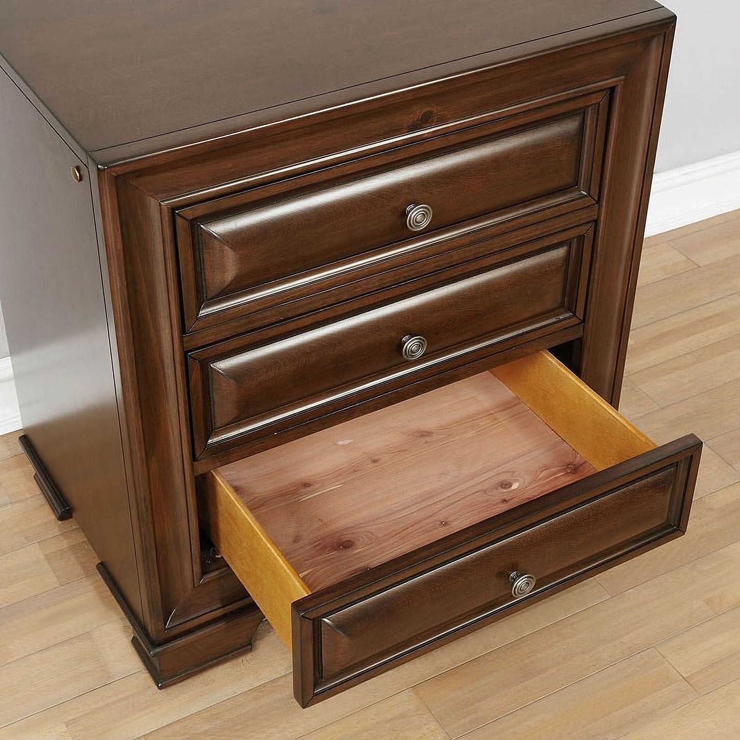 Brandt Nightstand w/ USB and Power Outlet (Brown Cherry)
