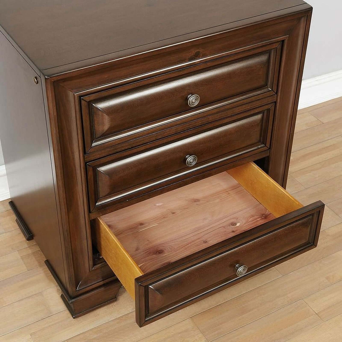 Brandt Nightstand w/ USB and Power Outlet (Brown Cherry)