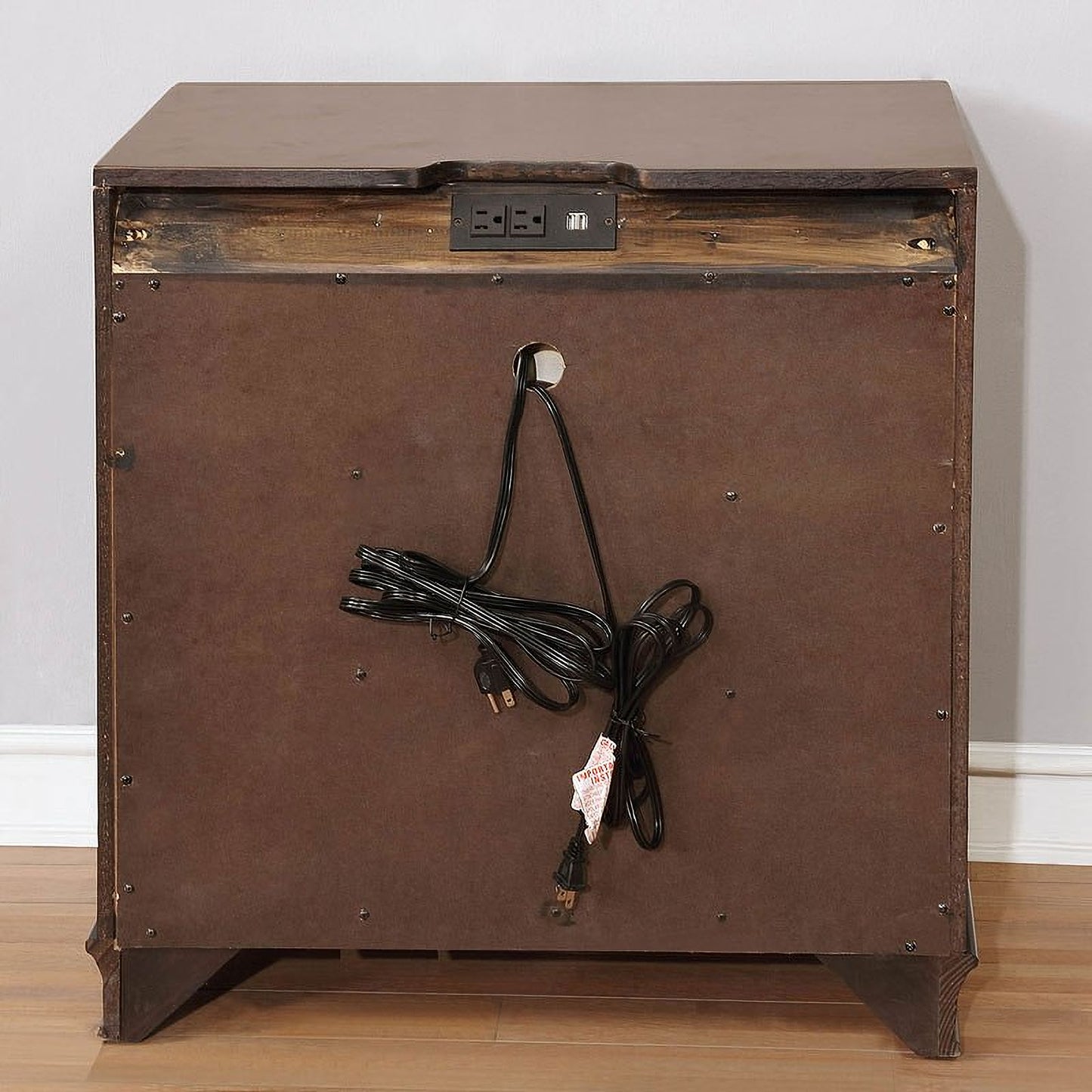 Brandt Nightstand w/ USB and Power Outlet (Brown Cherry)