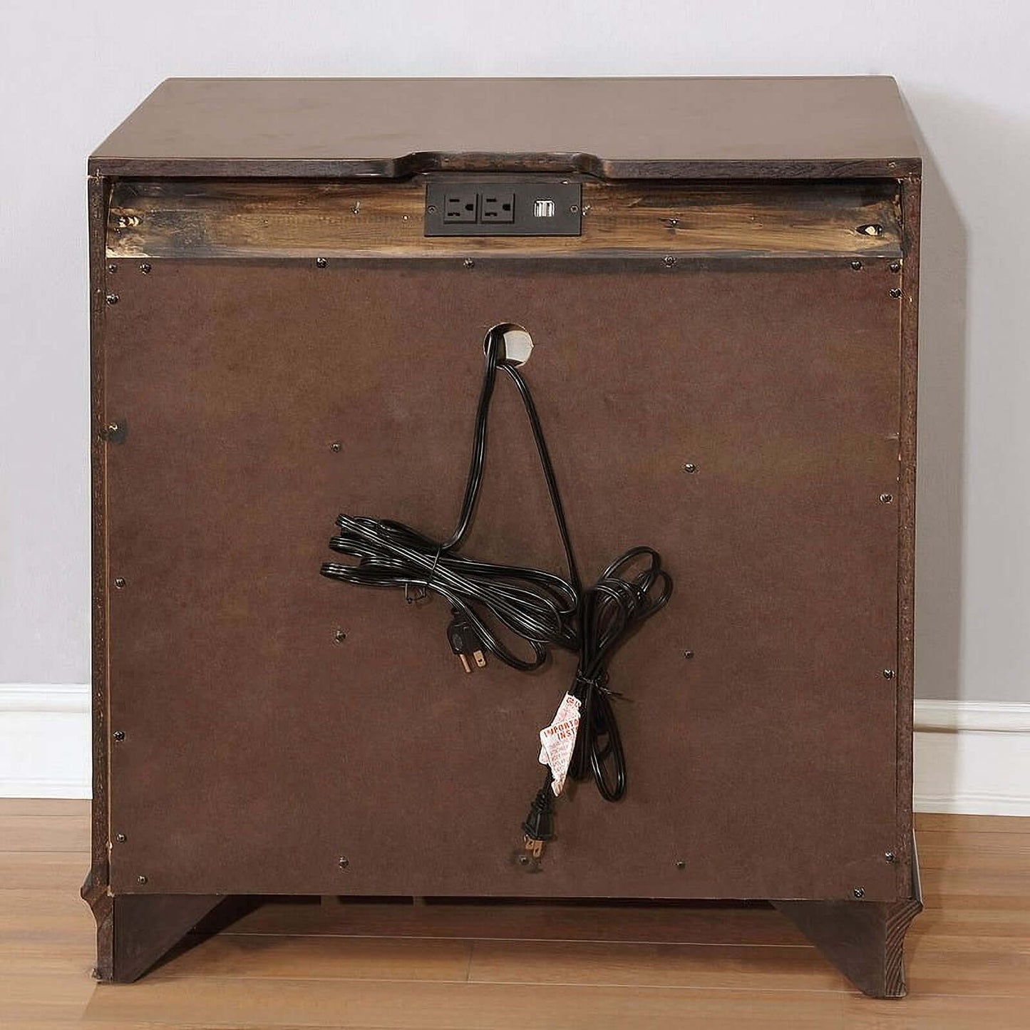 Brandt Nightstand w/ USB and Power Outlet (Brown Cherry)