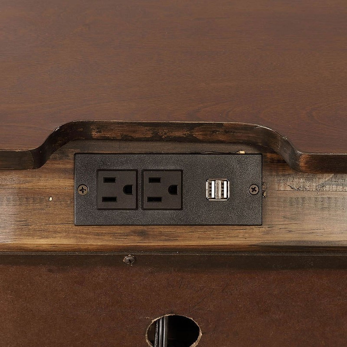 Brandt Nightstand w/ USB and Power Outlet (Brown Cherry)