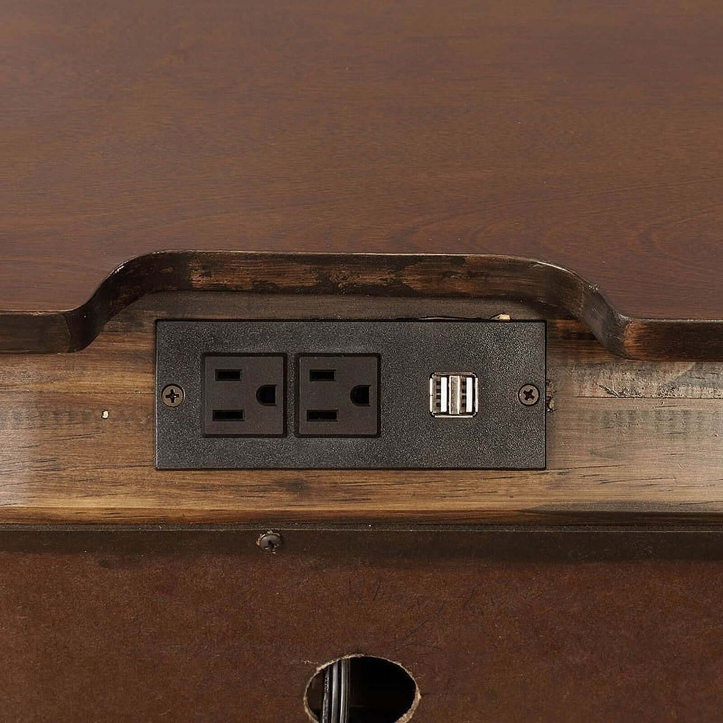 Brandt Nightstand w/ USB and Power Outlet (Brown Cherry)