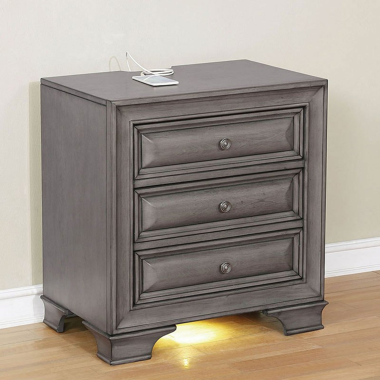 Brandt Nightstand w/ USB and Power Outlet (Brown Cherry)