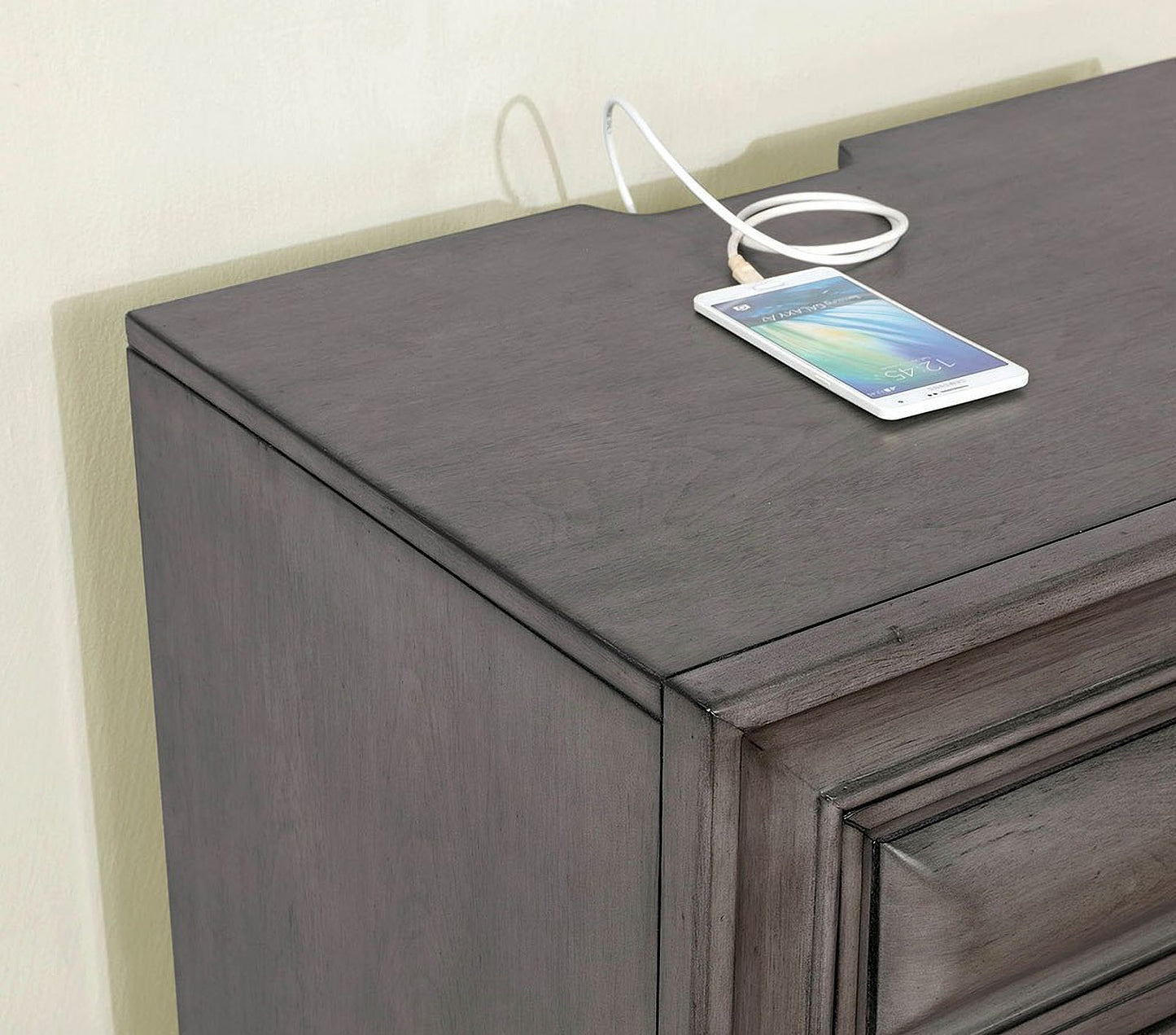 Brandt Nightstand w/ USB and Power Outlet (Brown Cherry)
