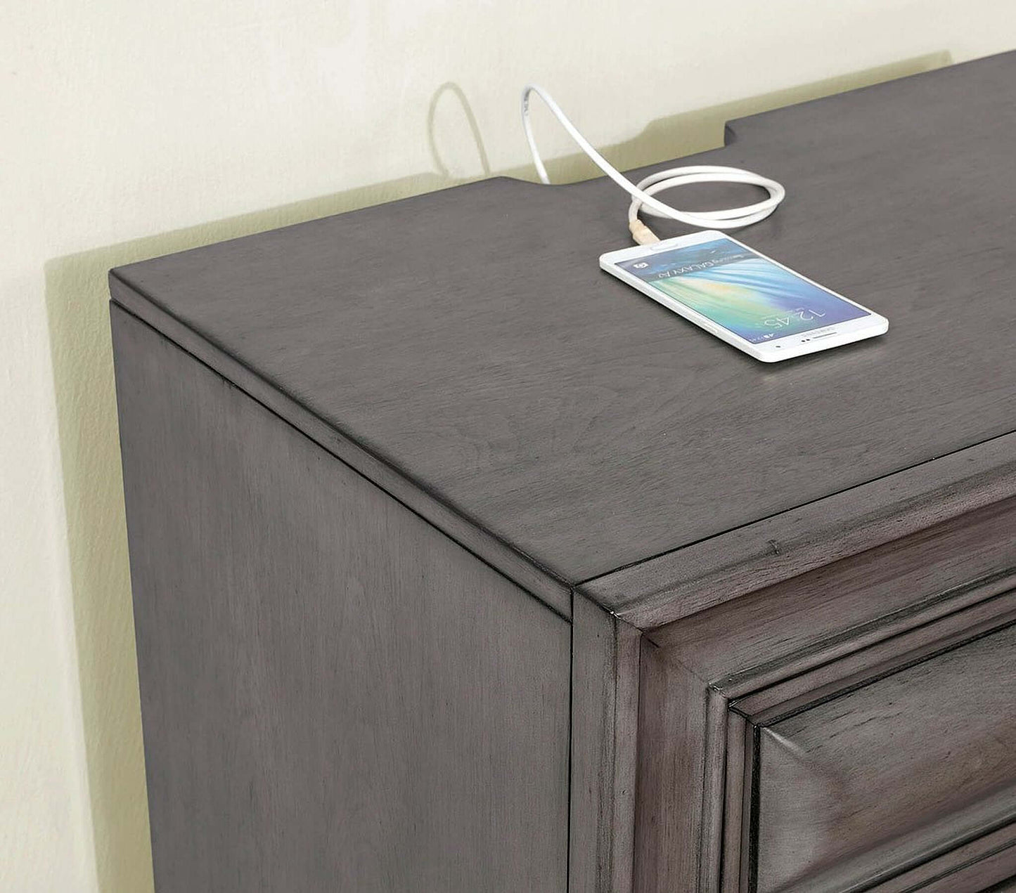 Brandt Nightstand w/ USB and Power Outlet (Brown Cherry)
