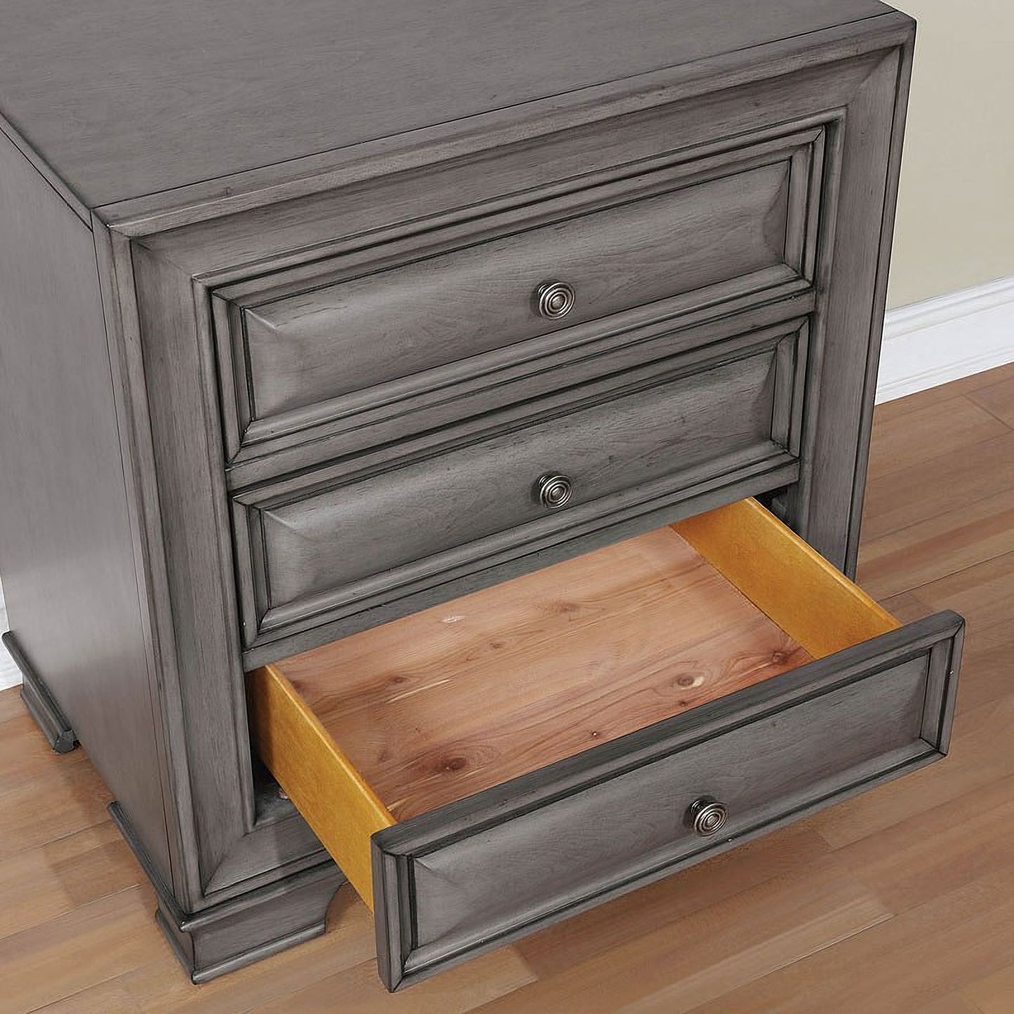 Brandt Nightstand w/ USB and Power Outlet (Brown Cherry)