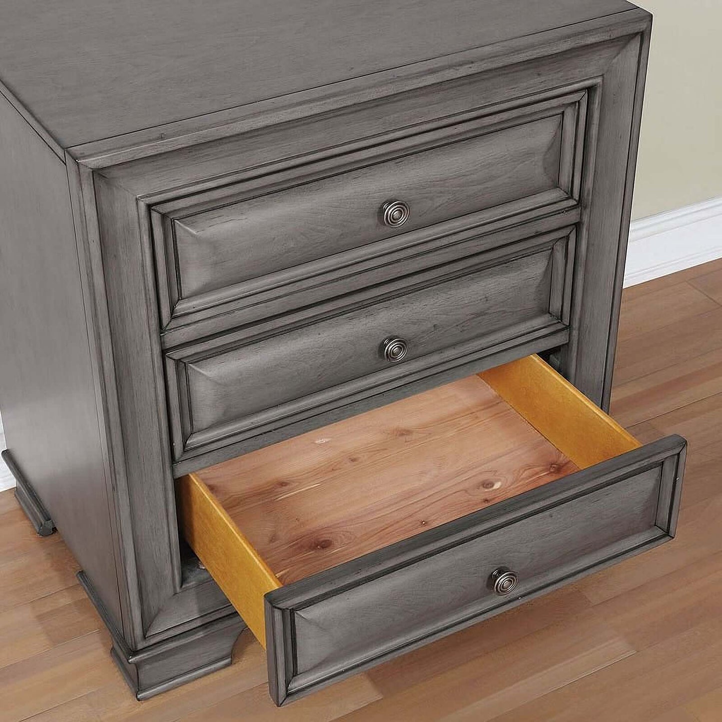 Brandt Nightstand w/ USB and Power Outlet (Brown Cherry)