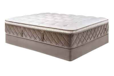Chattam & Wells Ashford Luxury Medium Euro Top Mattress with plush texture and elegant design, 15.5" floor sample clearance.