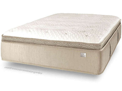 Split CA King Chattam & Wells Geneva Luxury Medium Euro Top 16" Mattress with natural latex top and elegant design.