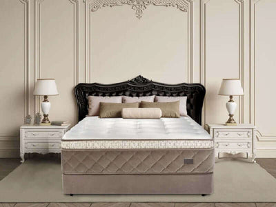 Chattam & Wells Buckingham Medium Luxury Euro Top 18" Mattress in elegant bedroom setting with classic decor.