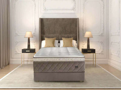 Chattam & Wells Ashford Euro Top Luxury Mattress displayed in a stylish bedroom with elegant decor and soft lighting.