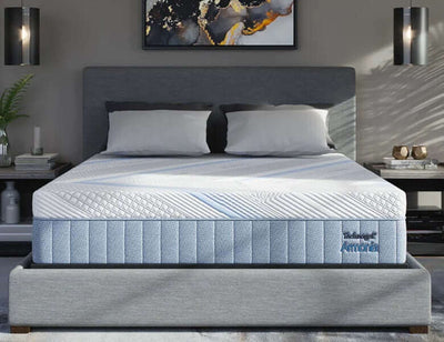 Diamond Technogel® Armonia 11" Firm Foam Mattress on a stylish bed, enhancing bedroom decor and comfort.