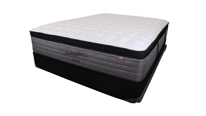 Eastman House Royal Sands Medium Luxury Gel Memory Foam Pillow Top 14" mattress with elegant quilted design.