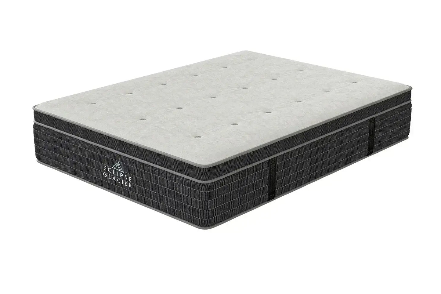 Eclipse Glacier Tufted Plush Euro Top Mattress showcasing a comfortable design for restful sleep and proper spine alignment.