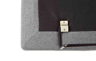 Close-up of Ergo-Pedic Solutions III adjustable base fabric and hardware, showcasing quality materials and design details.