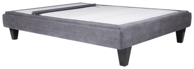 Serta Motion Custom II Adjustable Base in grey fabric with sleek legs, showcasing customizable comfort and support.