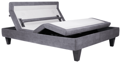 Serta Motion Custom II adjustable bed base in gray, showcasing customizable head and foot elevation options.