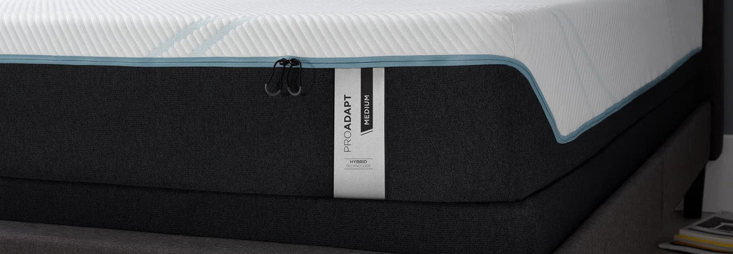 Queen Tempur-Pedic TEMPUR-ProAdapt Medium mattress with cooling top layer and dark foundation.