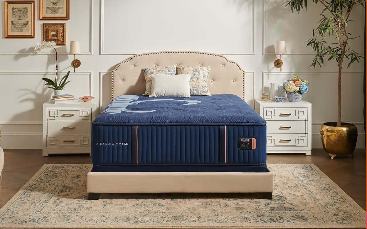 Stearns & Foster Reserve® Medium 16" Mattress displayed in an elegantly designed bedroom setting with classic décor.