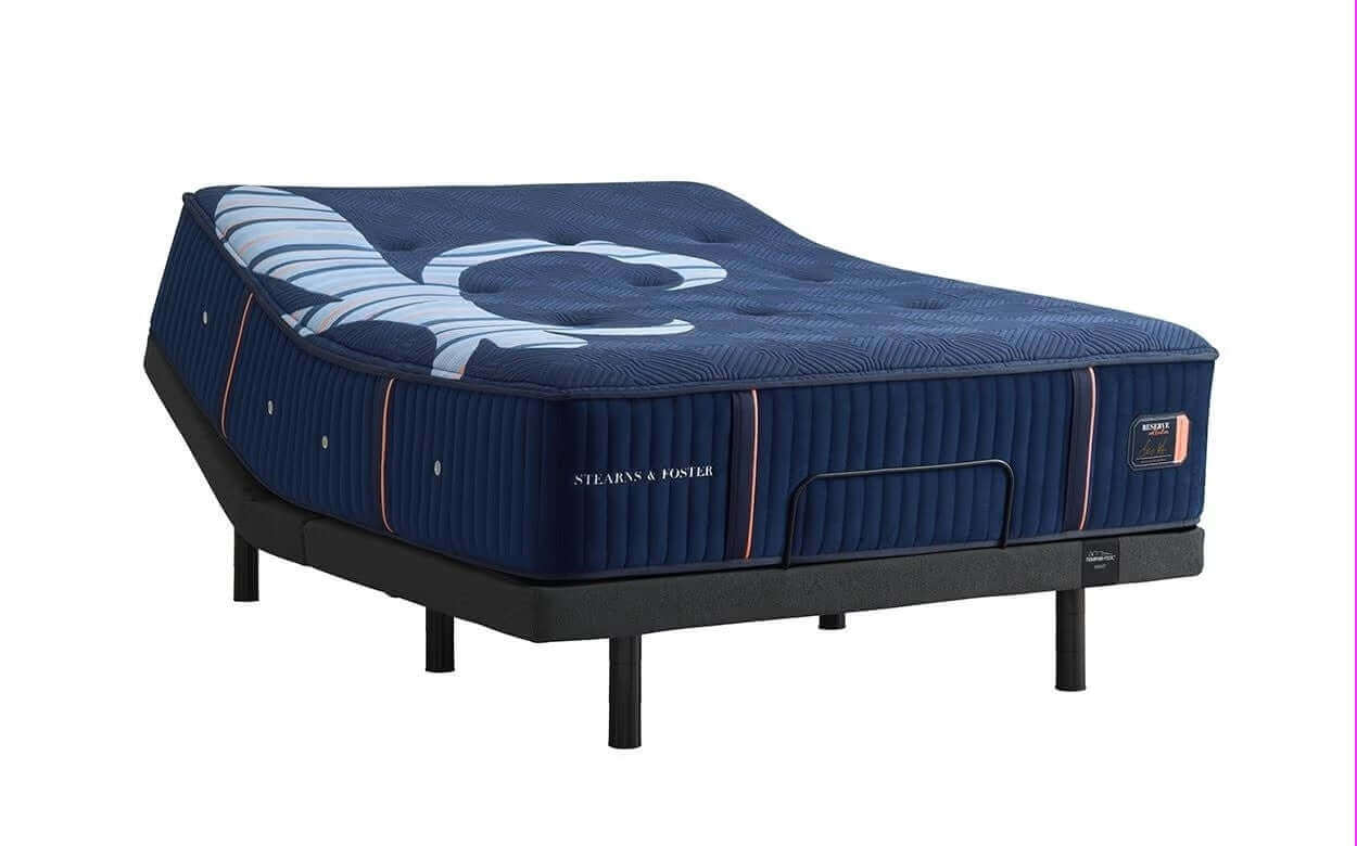 Stearns & Foster Reserve® Medium 16" Mattress on adjustable base showcasing luxury design and comfort.