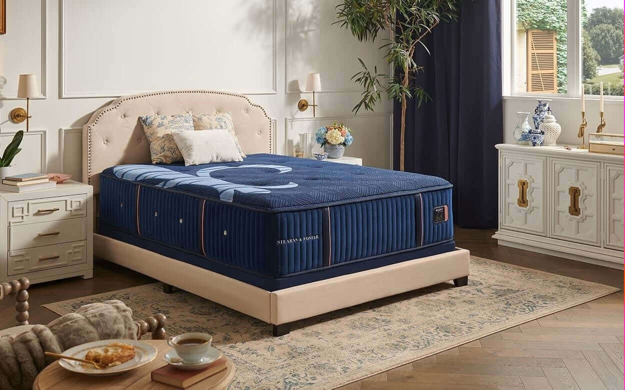 Stearns & Foster Reserve® Medium 16" Mattress on a stylish bed in a beautifully decorated bedroom setting.