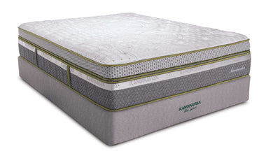 CA King Southerland Scandinavian Sandmahn III Plush Box Top Mattress with premium gel-infused memory foam and copper-infused latex.