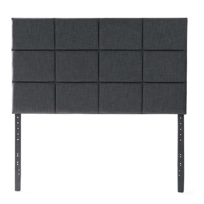 Malouf Scoresby charcoal grey headboard with square tufting, featuring elegant padding for modern bedroom décor.