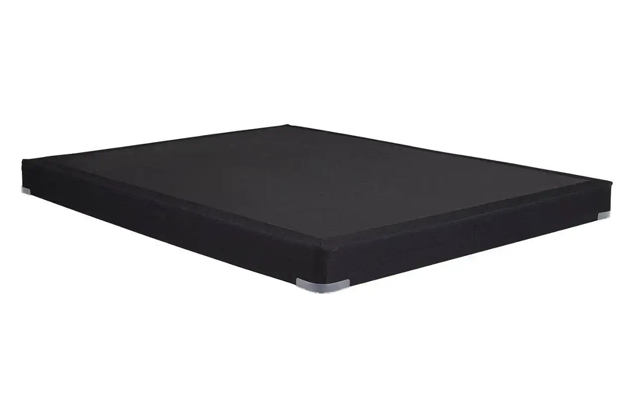 Southerland Smokey low profile metal box spring flat foundation in black, engineered for mattress support, made in the USA.