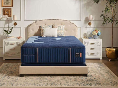 Elegant bedroom featuring the Stearns & Foster Reserve® Medium 16" Mattress on a stylish platform bed.