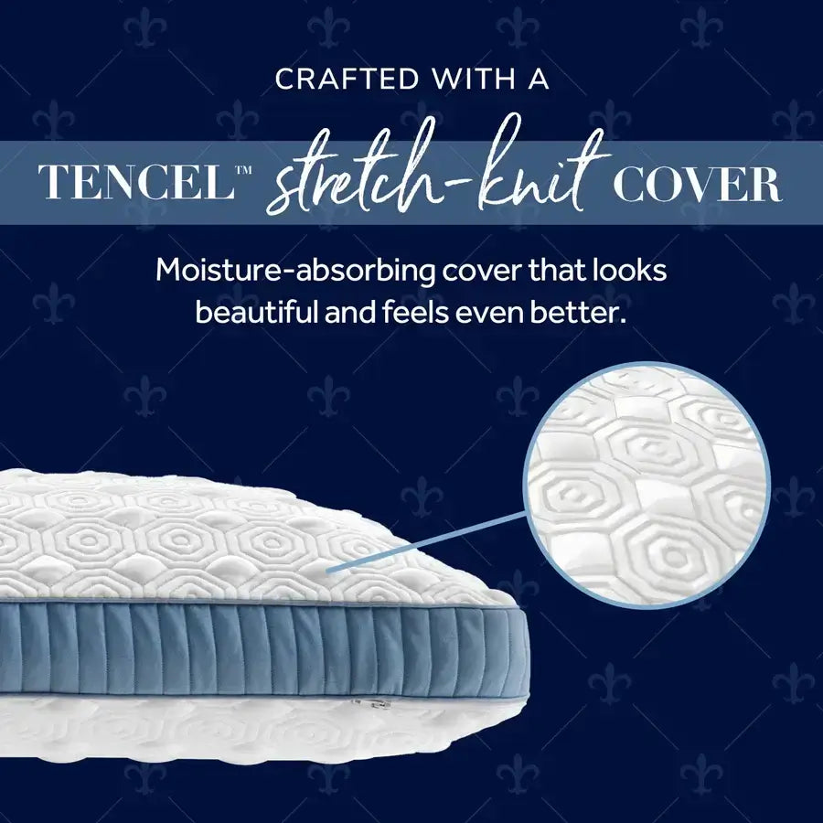 TENCEL stretch-knit cover on mattress, showcasing moisture-absorbing and beautifully textured design for enhanced comfort.
