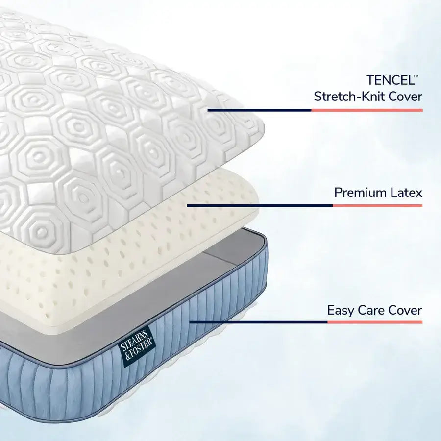 Stearns & Foster Studio Pillow with TENCEL cover, premium latex, and easy care design for ultimate comfort.