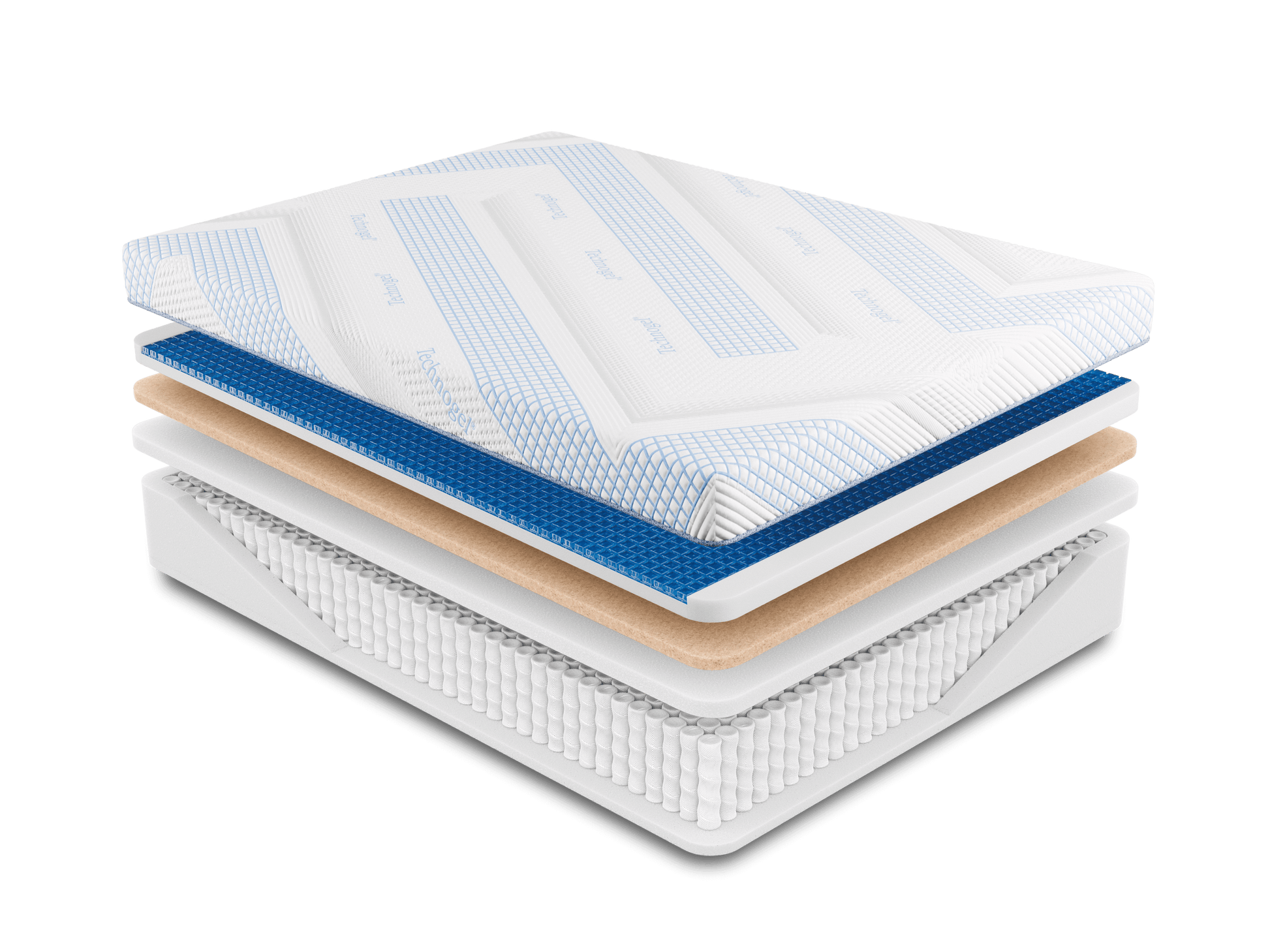 Diamond Technogel® Melodia 14" medium firm hybrid mattress showcasing layered construction for optimal comfort and support.