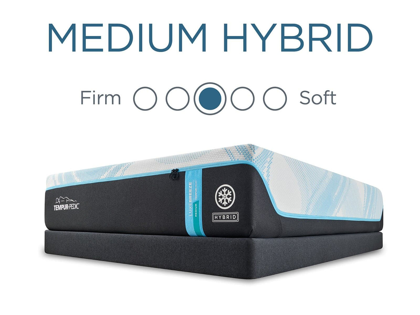 Tempur-Pedic TEMPUR-LuxeBreeze Medium Hybrid 13" mattress showcasing medium comfort level with cooling technology.