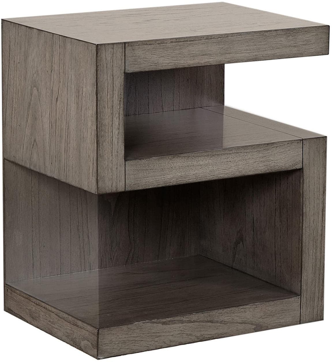 Modern Loft Collection Graystone Nightstand with two open shelves and sleek design, featuring a stylish graystone finish.