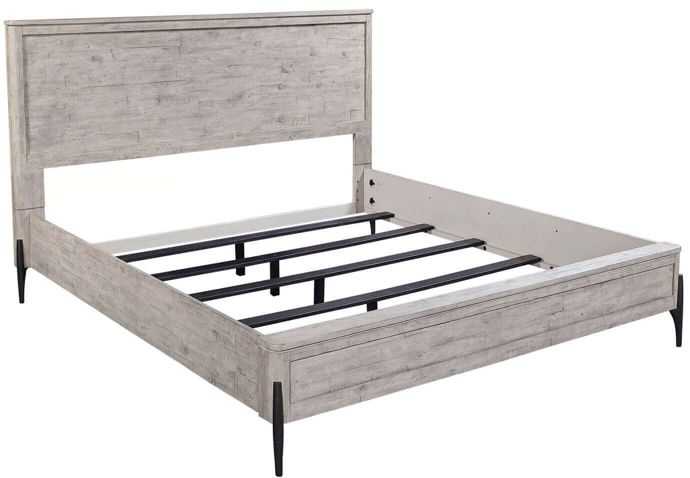 Zane Collection Panel Bed featuring a modern design with durable construction and sleek black legs. Ideal for transitional home decor.