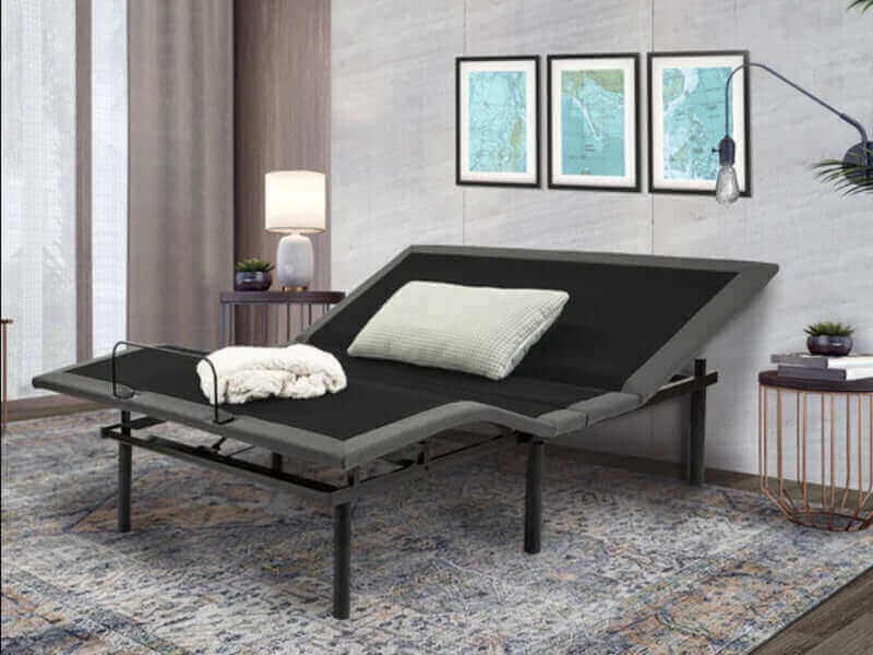 Rize® Tranquility II 13" Adjustable Base in modern bedroom setup, featuring a sleek design and customizable positions.