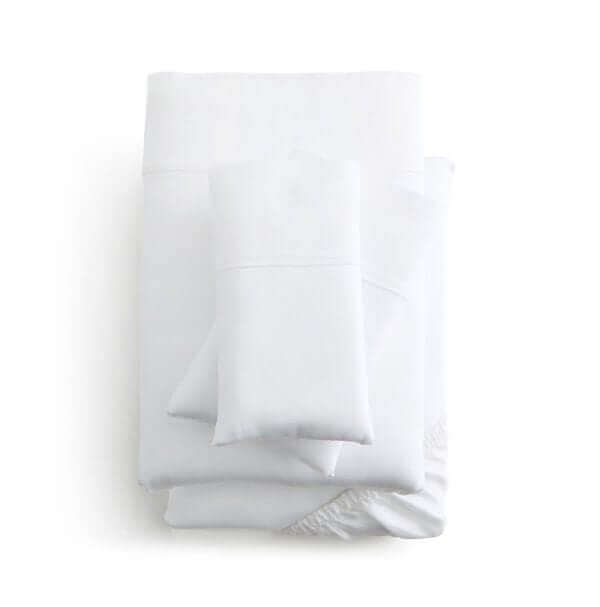 Malouf Botanical Tencel™ Lyocell Sheet Set in white, featuring extra deep pockets and soft, eco-friendly material.