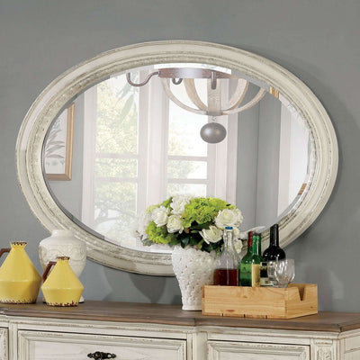 Arcadia Oval Mirror In Antique White
