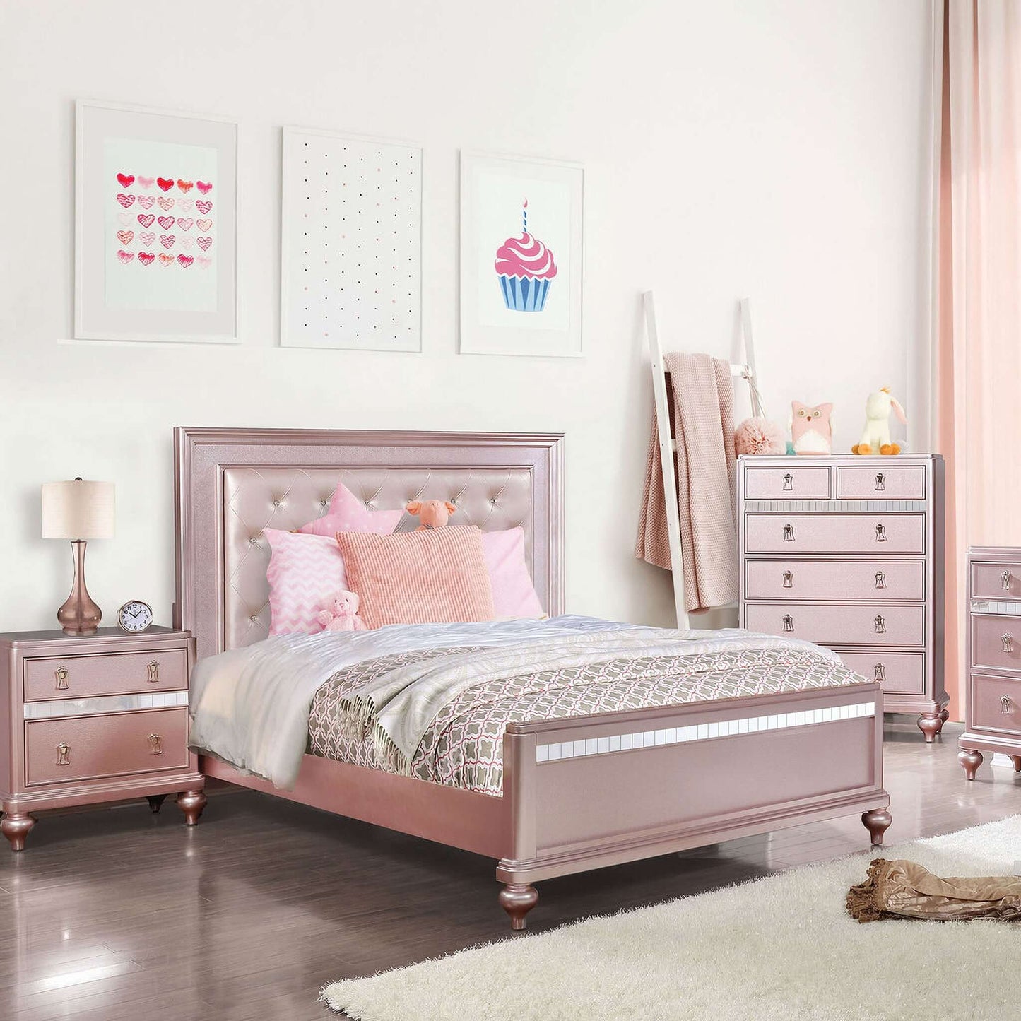 Ariston Queen Bed In Rose Gold