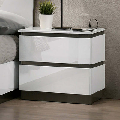 Birsfelden Night Stand With USB In White and Gray