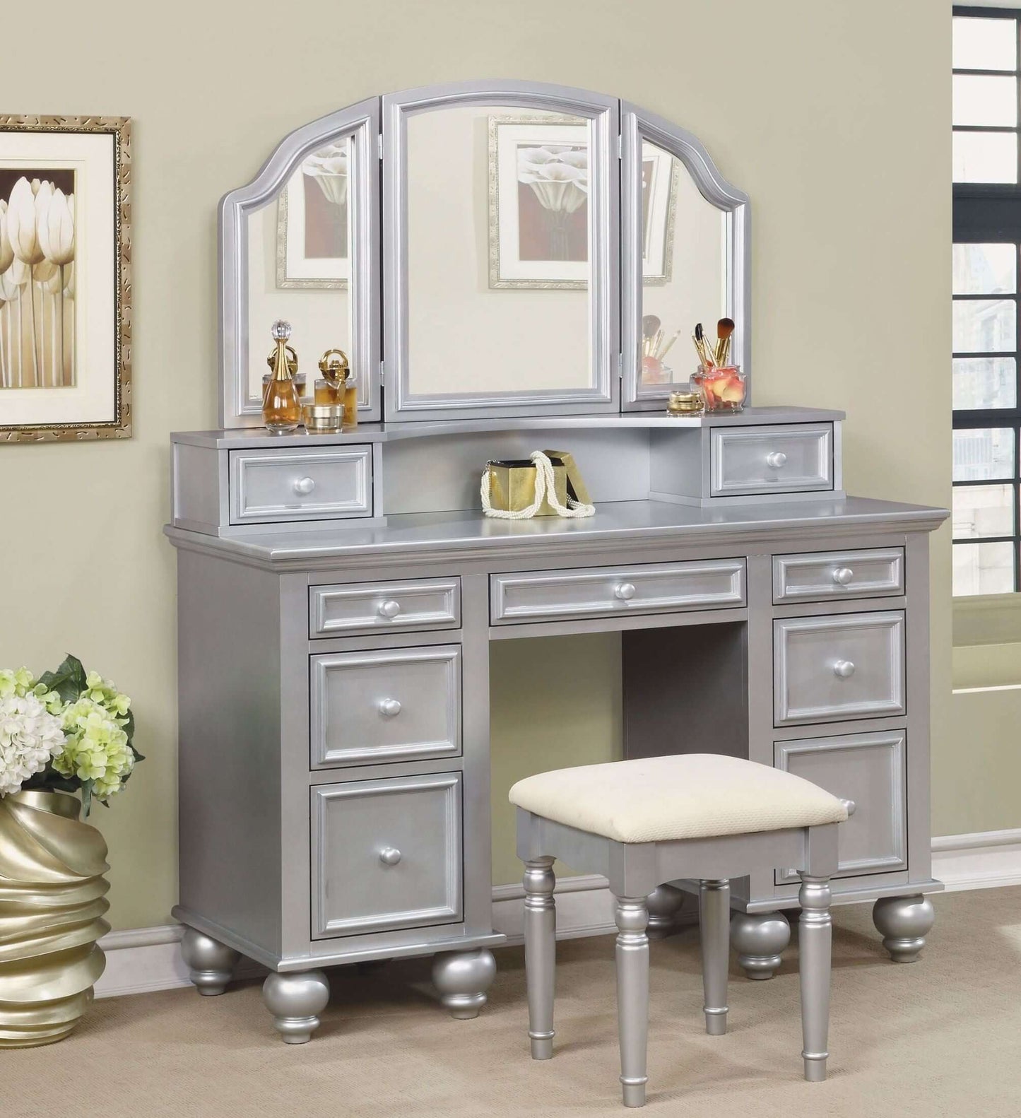 Athy Silver Vanity Dresser