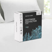 Protect-A-Bed Cool Tencel Waterproof Mattress Protector box on a bed, featuring CDC Level 4 viral barrier protection.