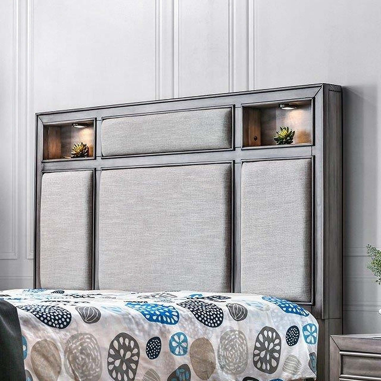 Daphne Gray Upholstered Platform Bedroom Set