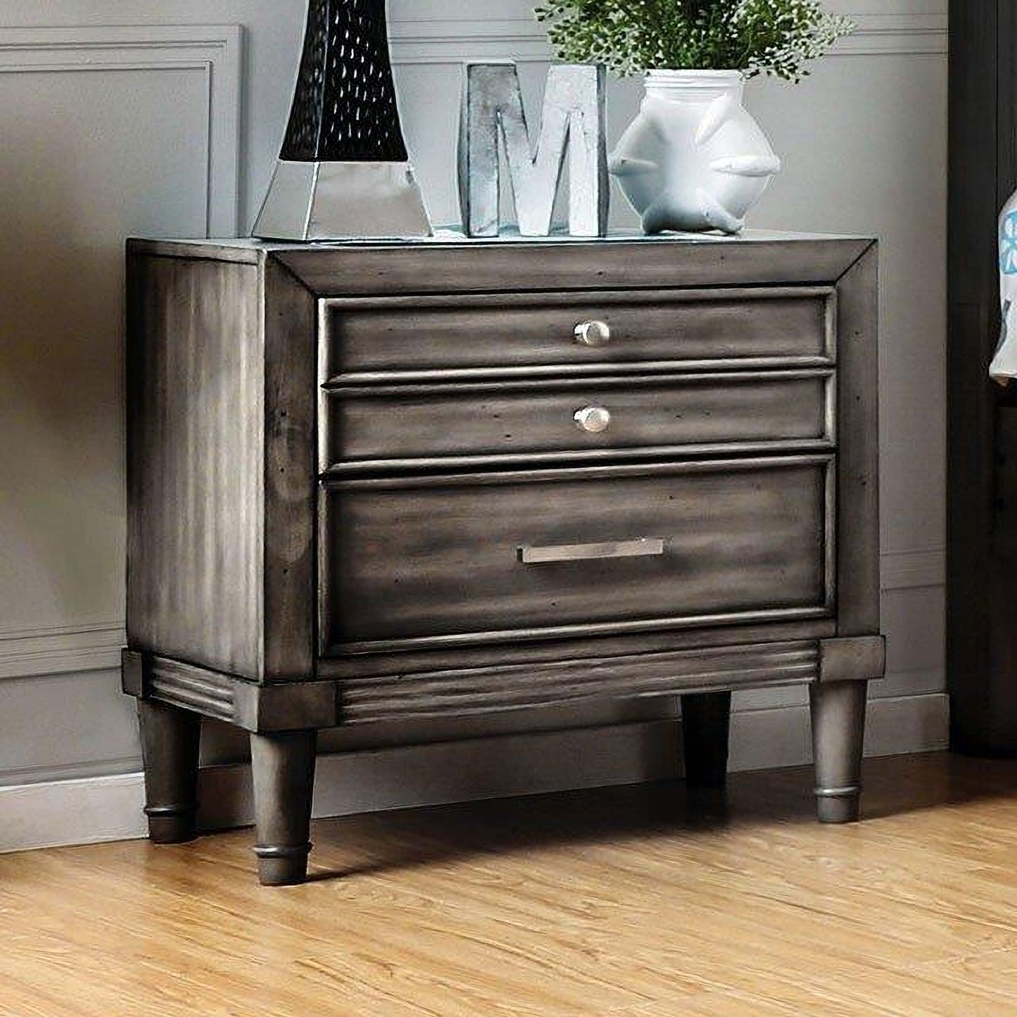 Daphne Gray Upholstered Platform Bedroom Set