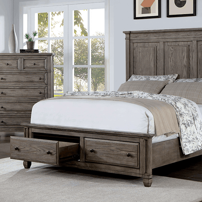 Durango Storage Bed featuring regal headboard, intricate molding, and cedar wood drawers for optimal storage and style.