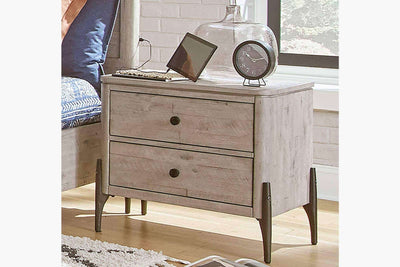 Zane Collection Nightstand with matte black hardware and cedar-lined drawers, offering stylish storage and elegance.