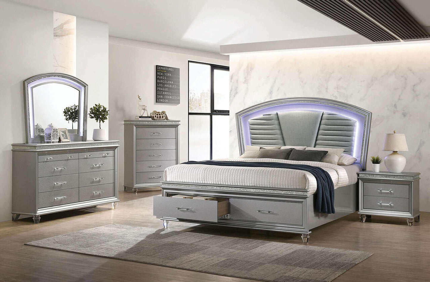 Maddie Eastern King Bed In Pearl White