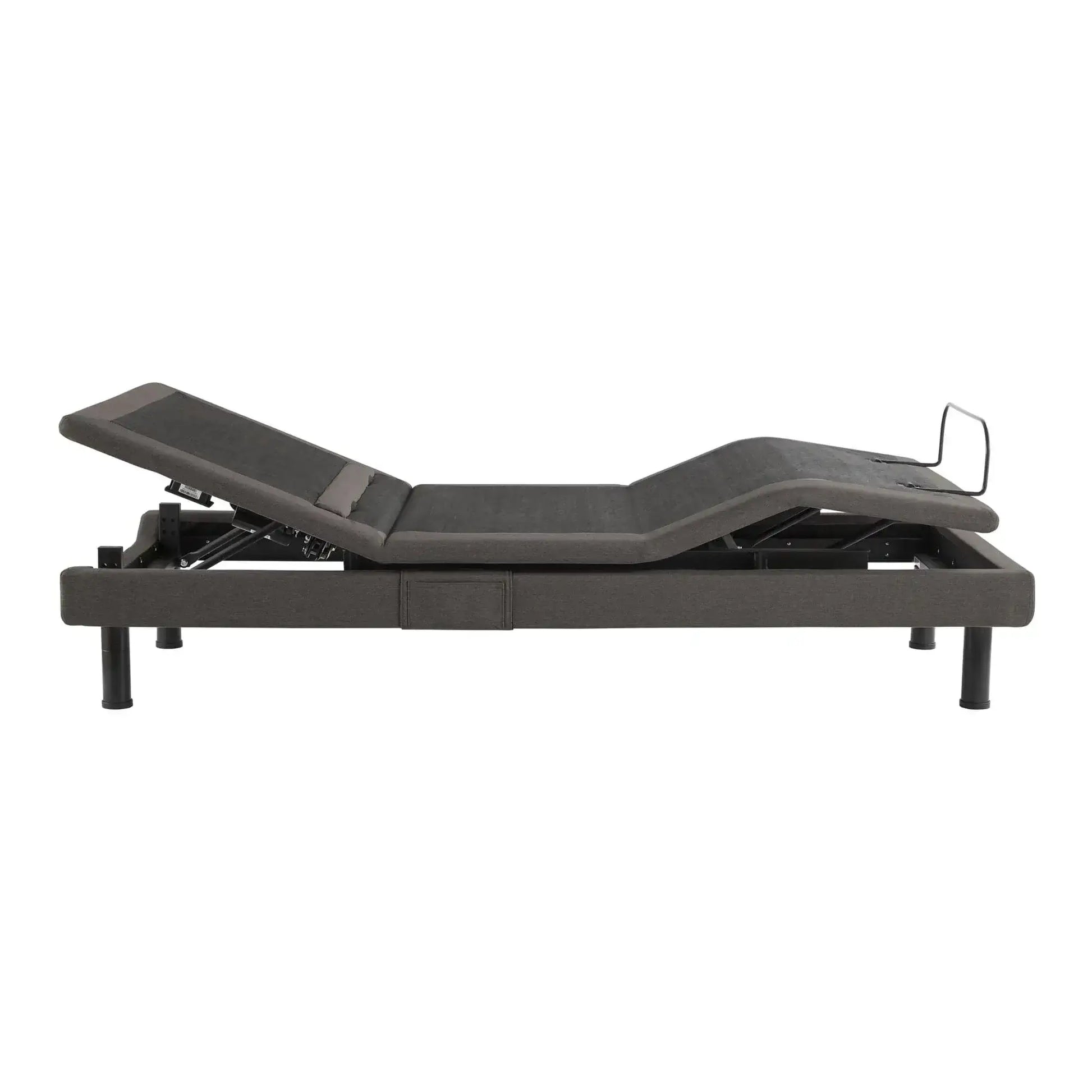 Malouf S-755 Charcoal Gray Adjustable Base in raised position showcasing head and foot adjustments for enhanced comfort.